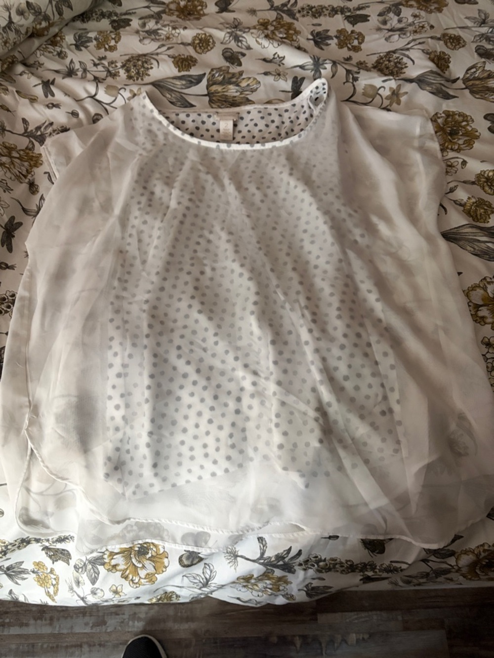 Chicos White Sheer Polka Dot Layered Blouse - Women Tops